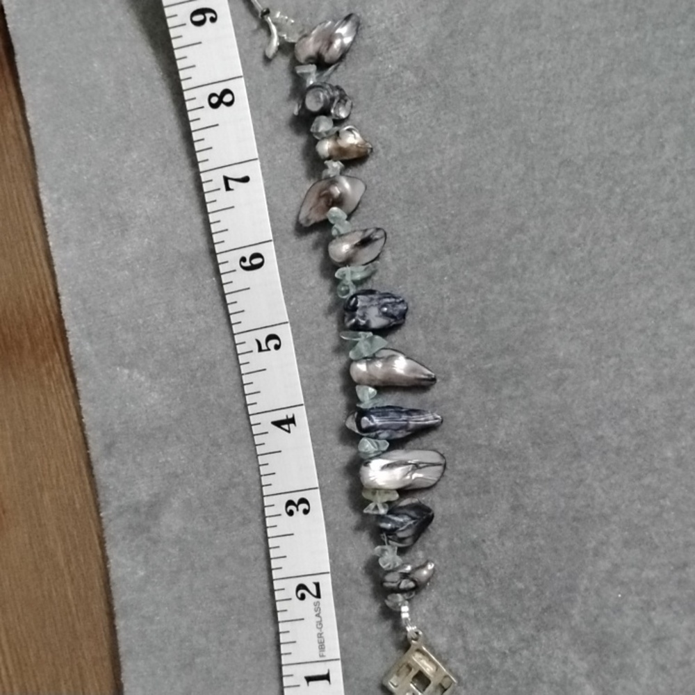 Hand Crafted Organic Pearl  and Aquamarine Bracelet - Picture 8 of 8